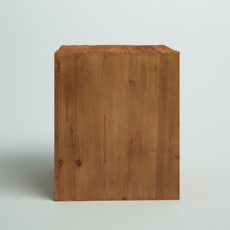 Brown Intricately Carved Wood Square Accent Table
