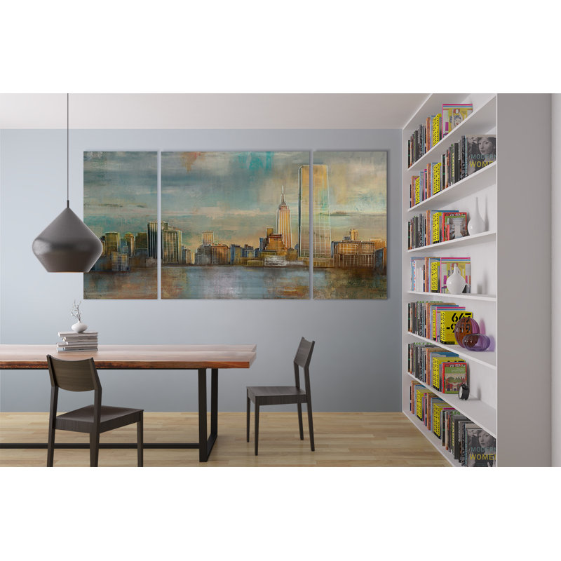 City Skyline-ensemble de 3 reproductions d’art sur toile tendue, H 24 po x L 48 po x P 1,5 po