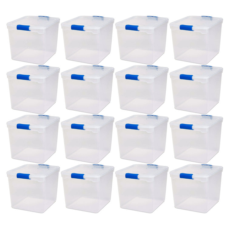Homz 31 Quart Heavy Duty Clear Plastic Stackable Storage Containers, 12 Pack
