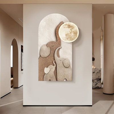 Arched LED 3D Acrylic Elephant Moon Wall Sculpture Art Decor Living Room Bedroom