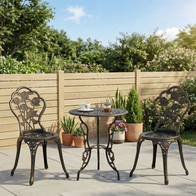 Ensemble bistro 3 pièces pour terrasse, bronze