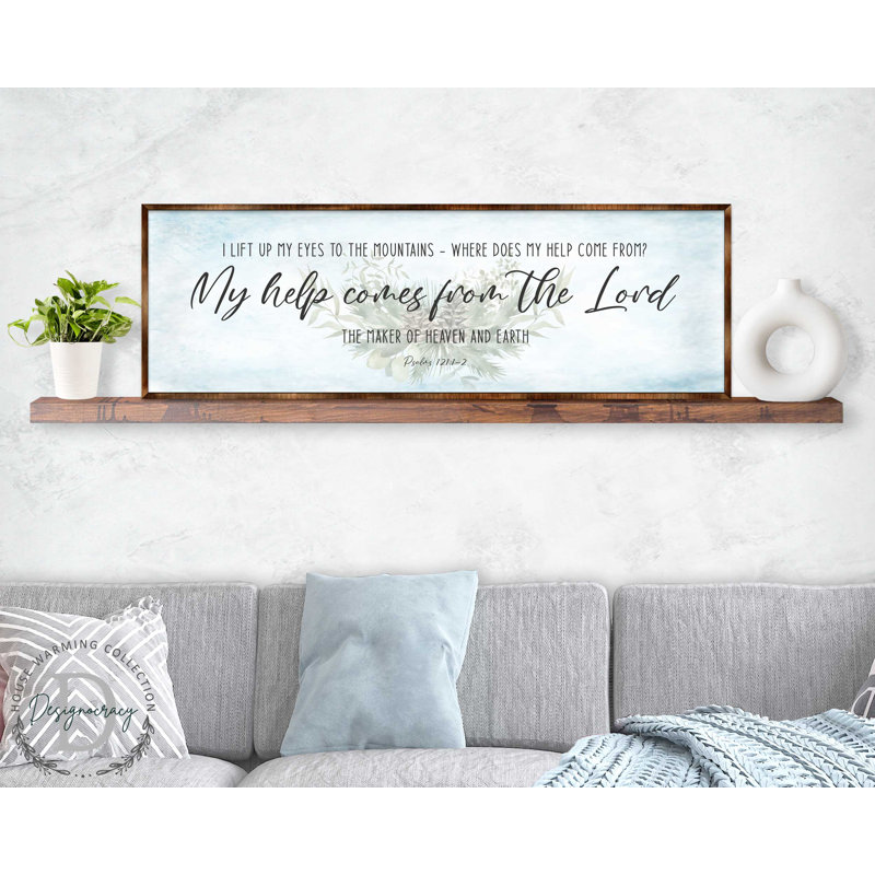 «My aid Comes from the Lorf» par G.DeBrekht - Cadre photo panoramique, art textuel sur bois, H 16 po x l 48 po x P 0,5 po
