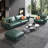 Ensemble de salon 3 pièces en cuir véritable vert