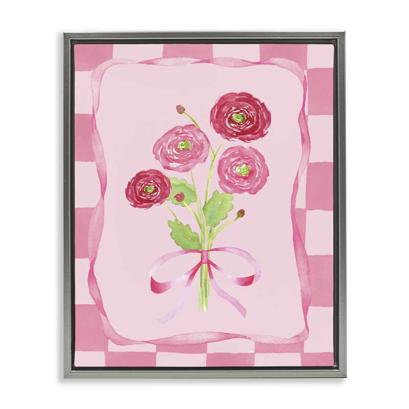 Cadre flottant jolie et douce Renoncule, design par Nina Jacobs, Cadre flottant gris lustré, H 21 po x l 17 po