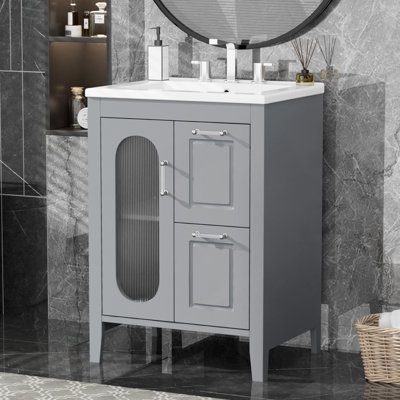 24 Inch Bathroom Vanity With Ceramic Sink
