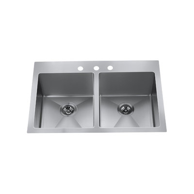 Évier de cuisine à double cuve encastrable L 33 po x l 22 po