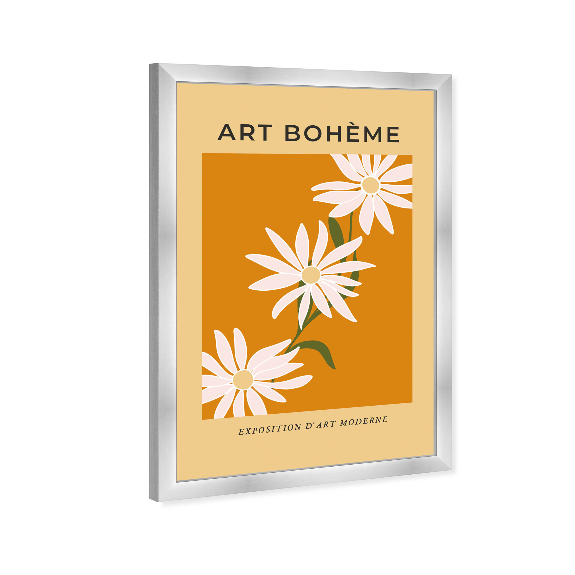French White Daisy by Oliver Gal, 32" H x 22" W, Silver Framed Paper