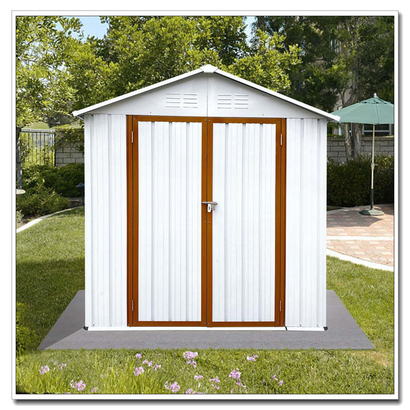 Remise de rangement extérieure pour toit Apex 6 pi x 4 pi blanc + jaune, Blanc / jaune