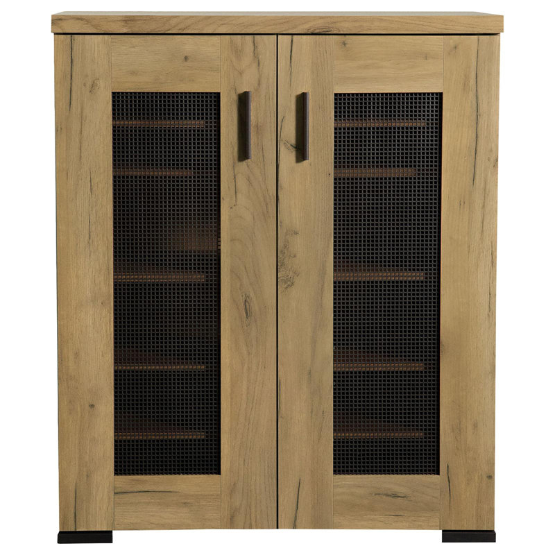 Armoire d'appoint en chêne doré et filet noir