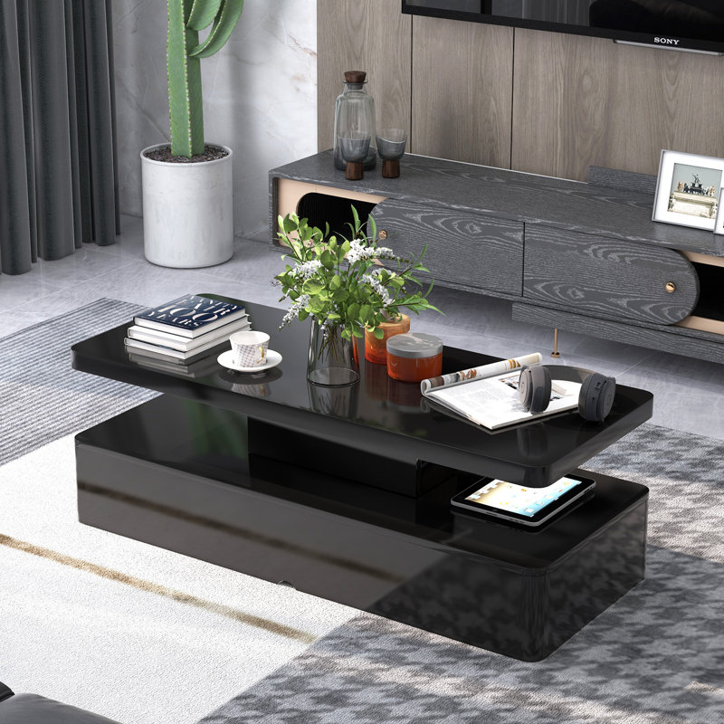 Table basse avec rangement Greysun Block, Noir