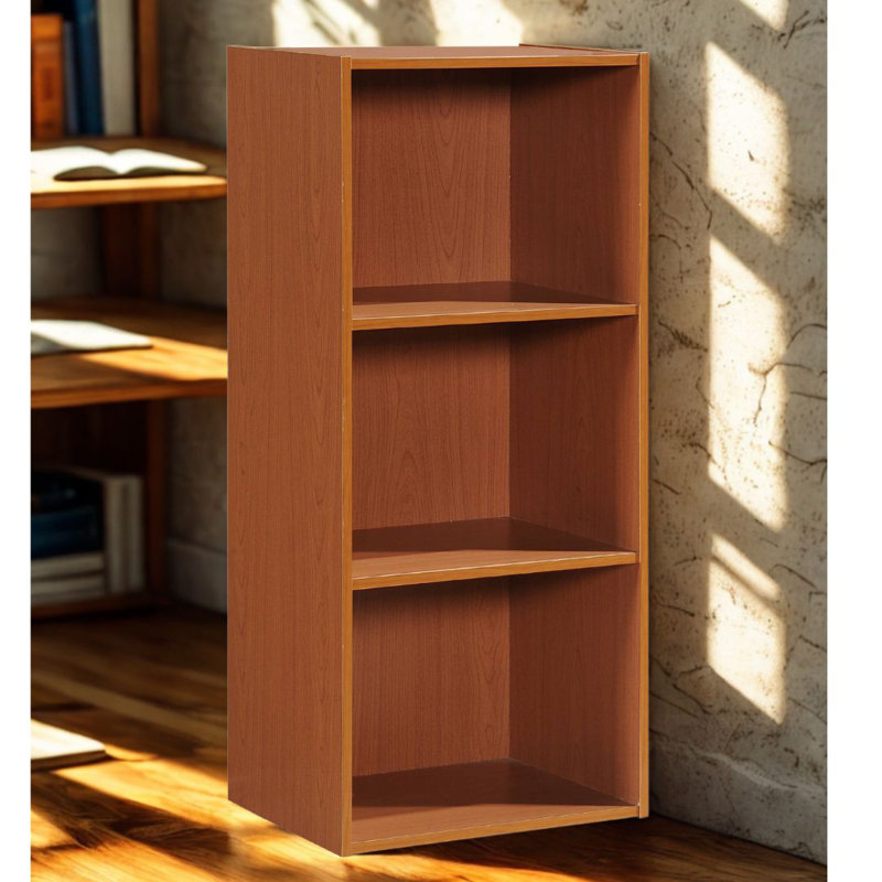 Bibliothèque haute avec rangement ouvert pour la maison ou le bureau, Cerisier