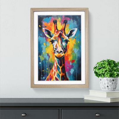 Giraffe Gestural - Framed Print