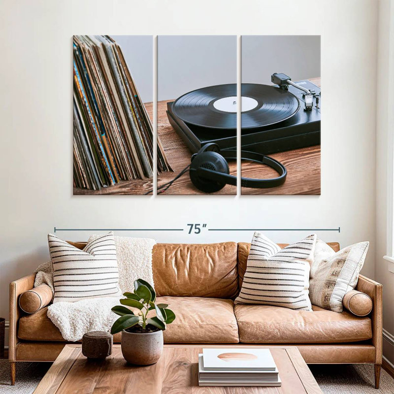 Vinyle et tourne-disque Abarca, H 42 po x l 65 po