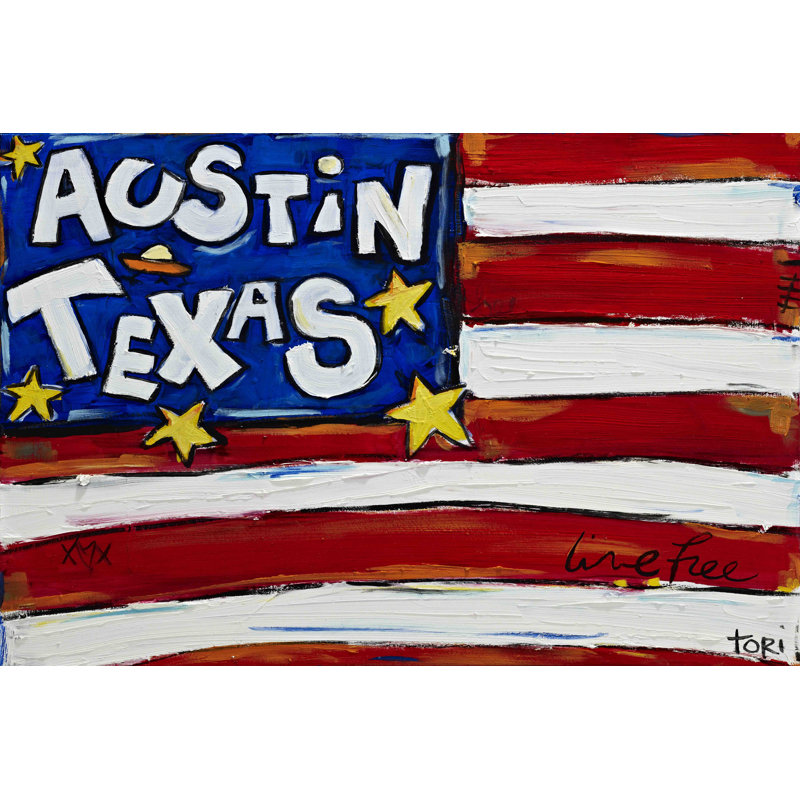 Austin Flag 1 Piece Wrapped Canvas Painting, 102 cm H x 152 cm W