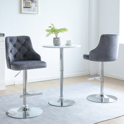Cano Swivel Upholstered Adjustable Height Counter Stool with Metal Frame