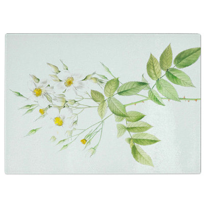 Tempered Glass Musk Roses by Pierre-Joseph Redoute Chopping Board