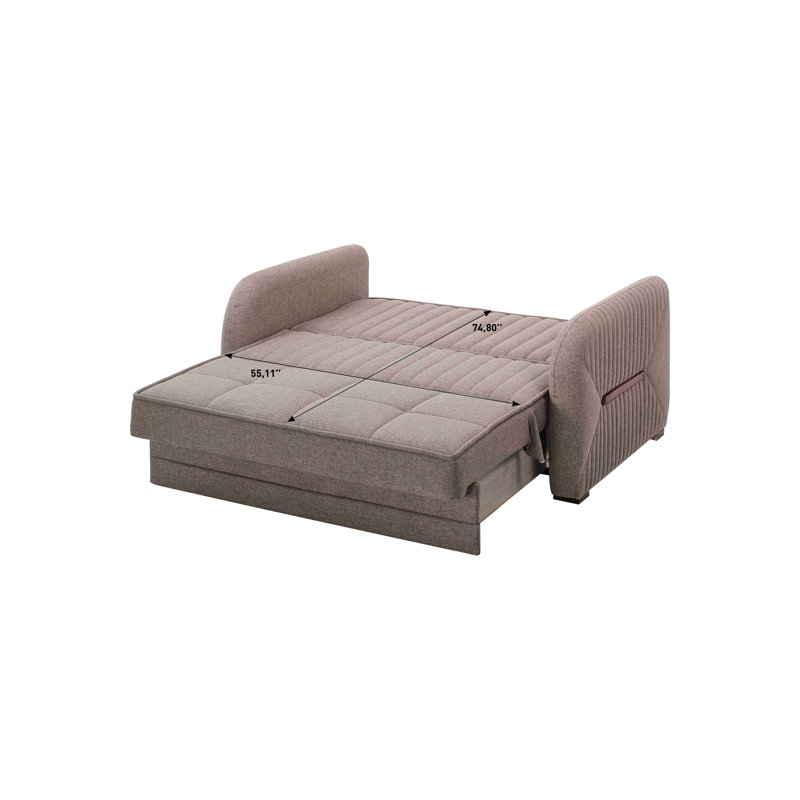Collection avec rangement, beige. Meuble polyvalent pour les petits espaces. Coussins épais pour un confort optimal. Rangement en chenille beige. Confortable et polyvalent. 70 po de hauteur. Capacité de 600 lb