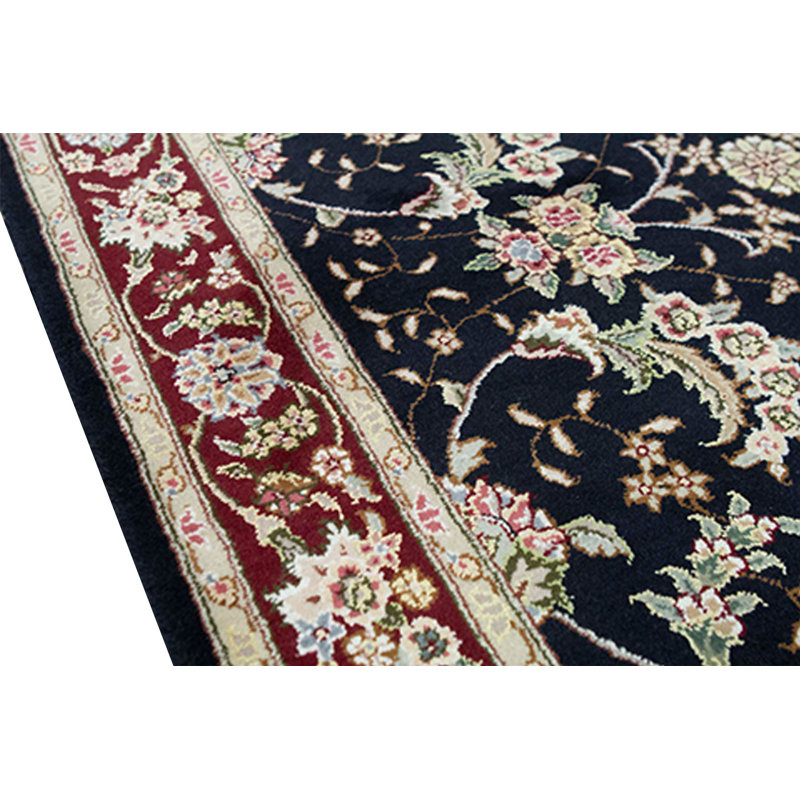 Hand-Knotted High-Quality Black and Wine Area Rug