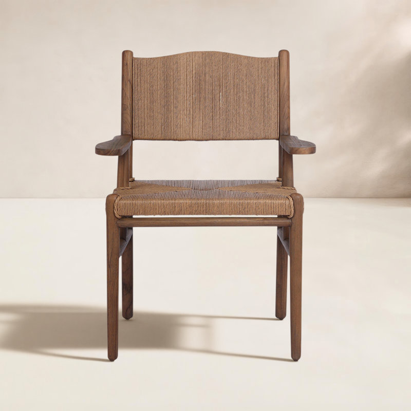 Herrin Outdoor Teak Dining Armchair, Stained Toasted Brown
