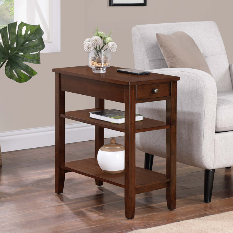 Carbin End Table with Drawer and Shelves, Espresso