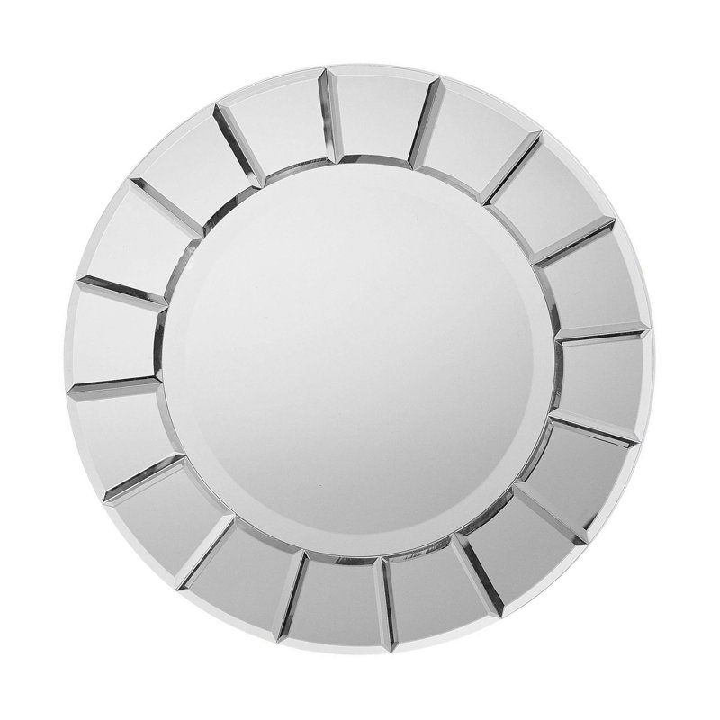 Round Sun Shaped Wall Mirror Silver