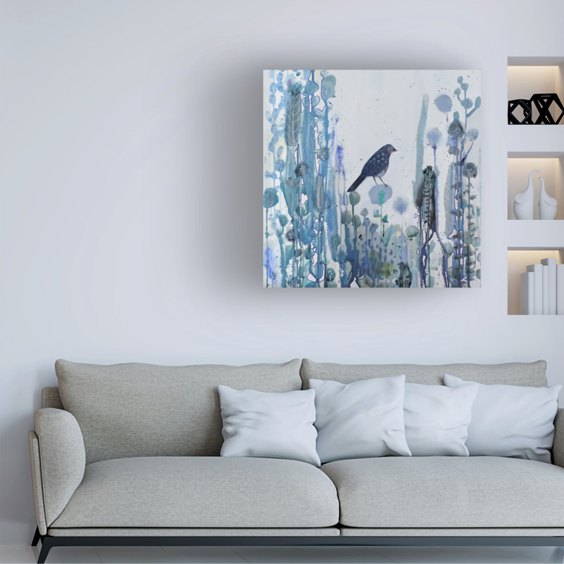 Sylvie Demers Blue Bird Canvas Art with Wooden Frame