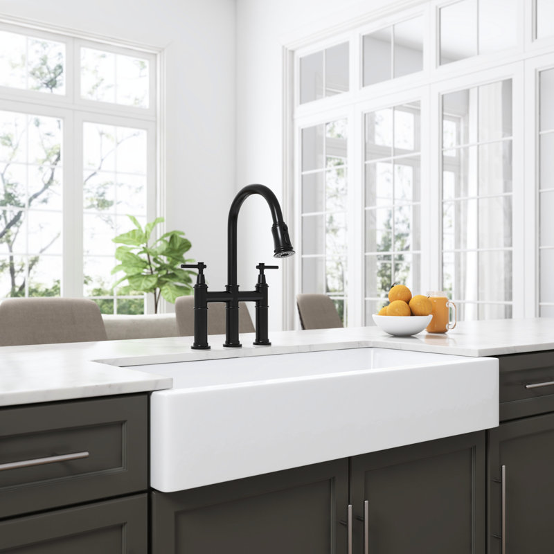 Matte Black Kitchen Faucet With Pull-Down Design - Dual Handle Control For Optimal Water Flow And Temperature 360-Degree Rotating High Nozzle Broadened Cleaning Scope Brass Fabrication Longevity