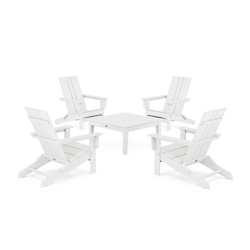 Ensemble de conversation d'extérieur pliable avec table Kerta, Blanc