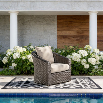 Outdoor Wicker Swivel Patio Chair with Cushions