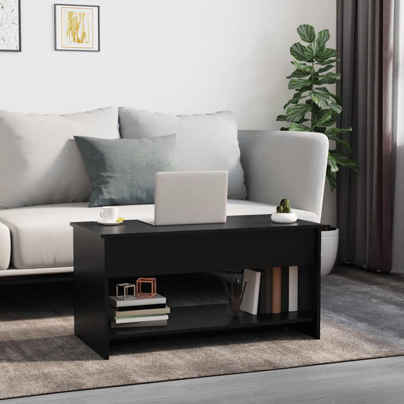Buglosse Manufactured Wood Frame Single Coffee Table with Storage, Black, 20.7" H x 40.2" W x 19.7" D