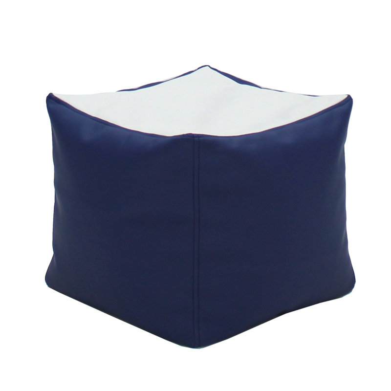 Repose-pieds carré en similicuir de 14 po de largeur SoftScape, Bleu marine / similicuir bleu poudre