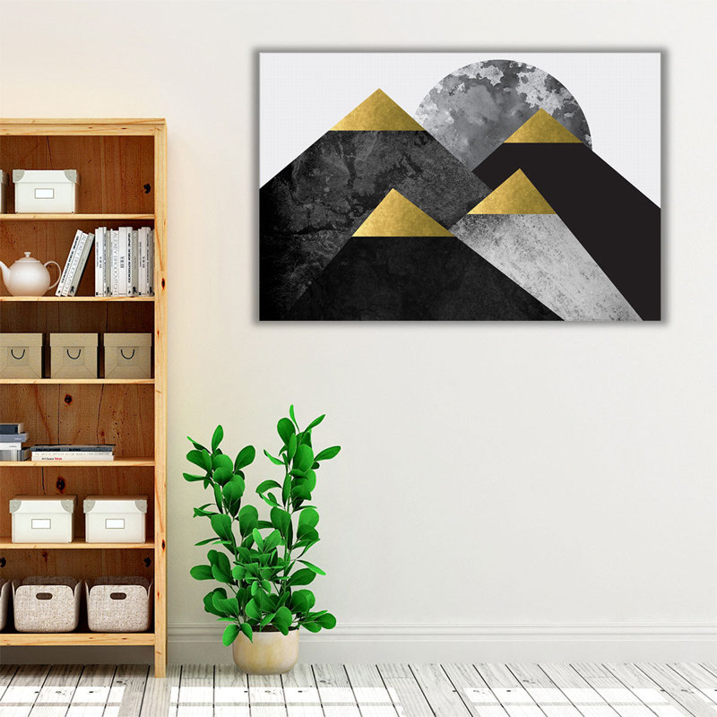 «Black and Gold Mountains 2», reproduction d'art sur toile, H 20 po x l 30 po