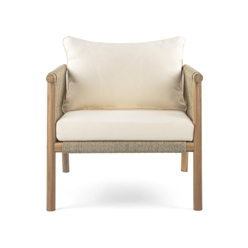 Méridienne d'extérieur moderne de 28 po avec structure en bois massif et coussins imperméables - Élégante terrasse pour le jardin et le balcon