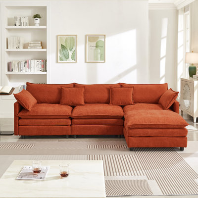 Canapé modulaire de 105 po en tissu de chenille rembourré de 105 po avec canapé à 3 places et repose-pieds