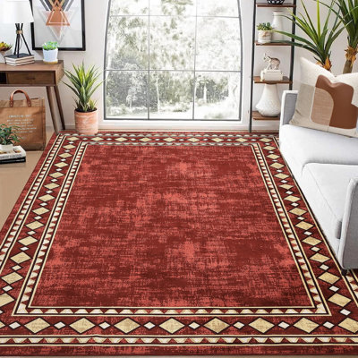 Tapis moderne géométrique, tapis lavable pour le salon, la salle à manger et le bureau