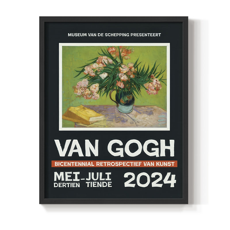Van Gogh, exposition d'affiches encadrées II - bois massif, Noir, noir, noir, noir, H 21 po x l 17 po