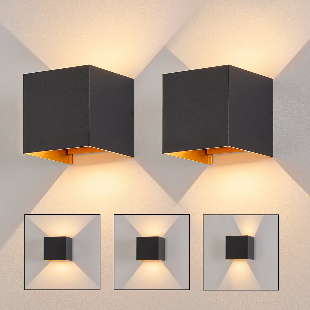 LED Wandleuchte 1-flammig Innen & Außen Schwarzgold Up Down IP65 Warmweiß 5W