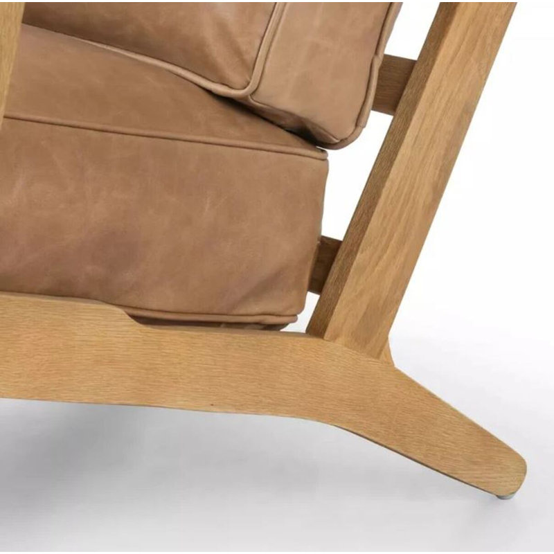 Fayuel Top Grain Leather Lounge Chair, Natural