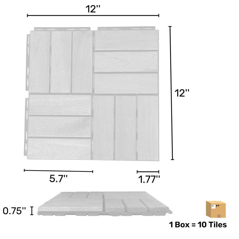 12'' X 12'' Interlocking Deck Tiles, Light Gray