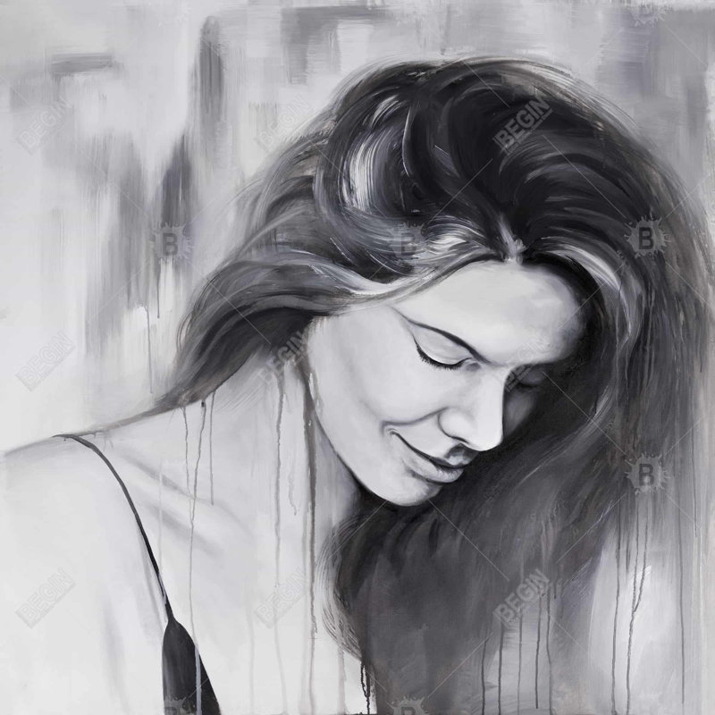 Portrait de femme souriante - art figuratif hyperréaliste