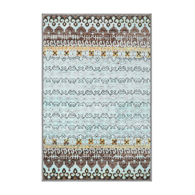Tapis abstrait bleu / brun