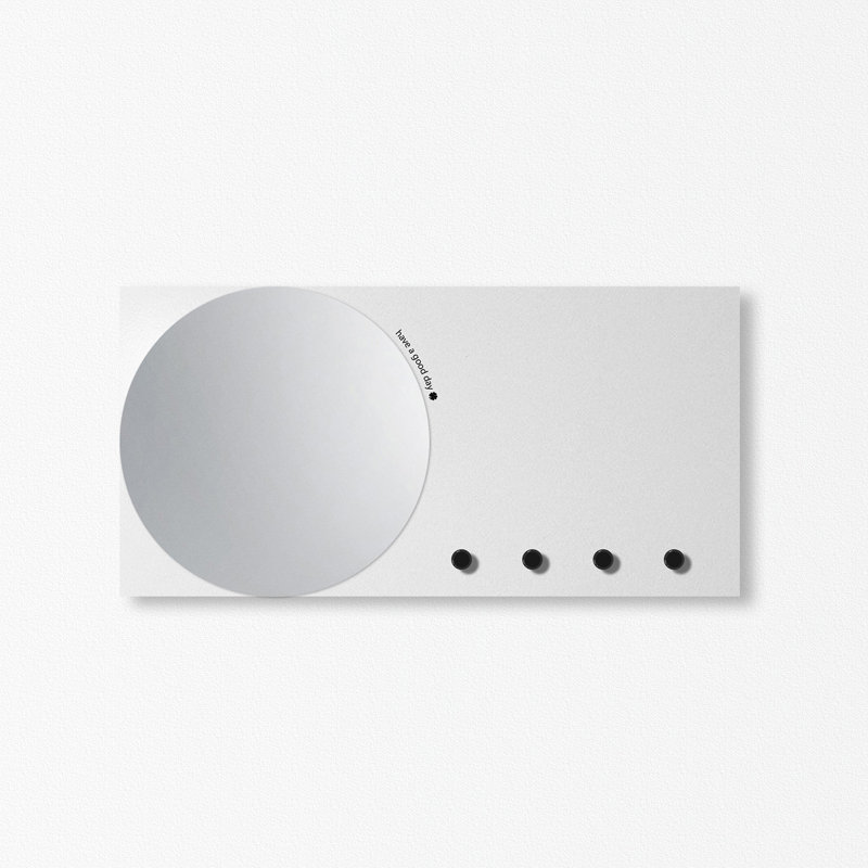 Metal Wall Organizer with Key Hooks, White