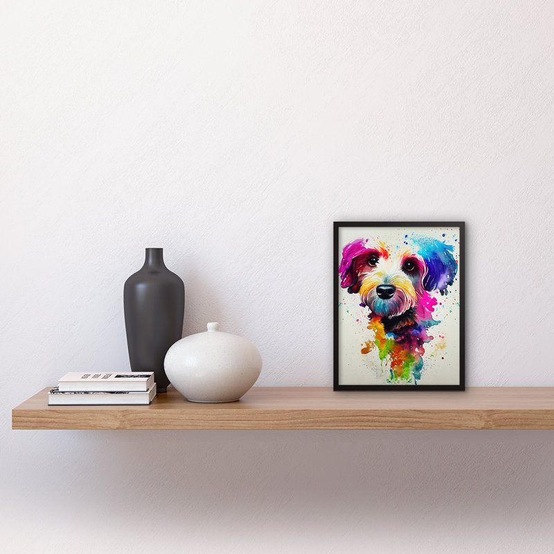 Ink Splatter Cockapoo Dog Watercolour - Single Picture Frame Print