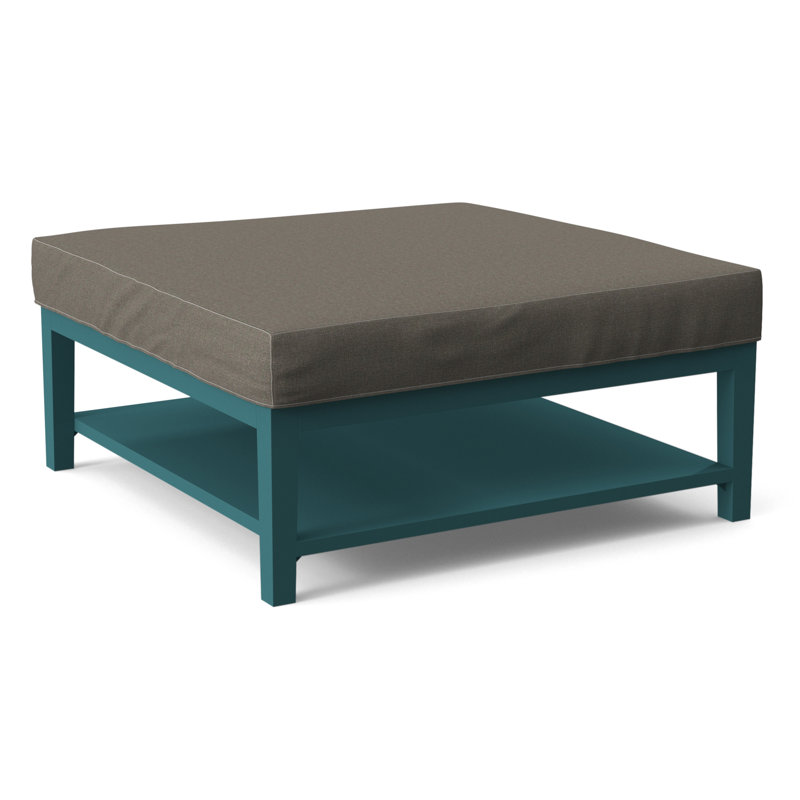 Hammond Square Ottoman, Antique Black Finish, Gray Sugar Performance; 0863-84