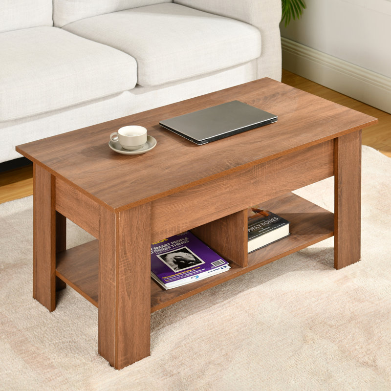 Elot Lift Top Coffee Table, Brown Wood/Brown