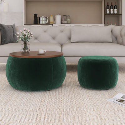 Table de bout ronde avec petit siège de rangement