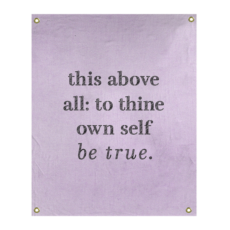 Tapisserie de polyester à citation manuscrite en polyester, H 80 po x l 59 po, Mauve / Noir