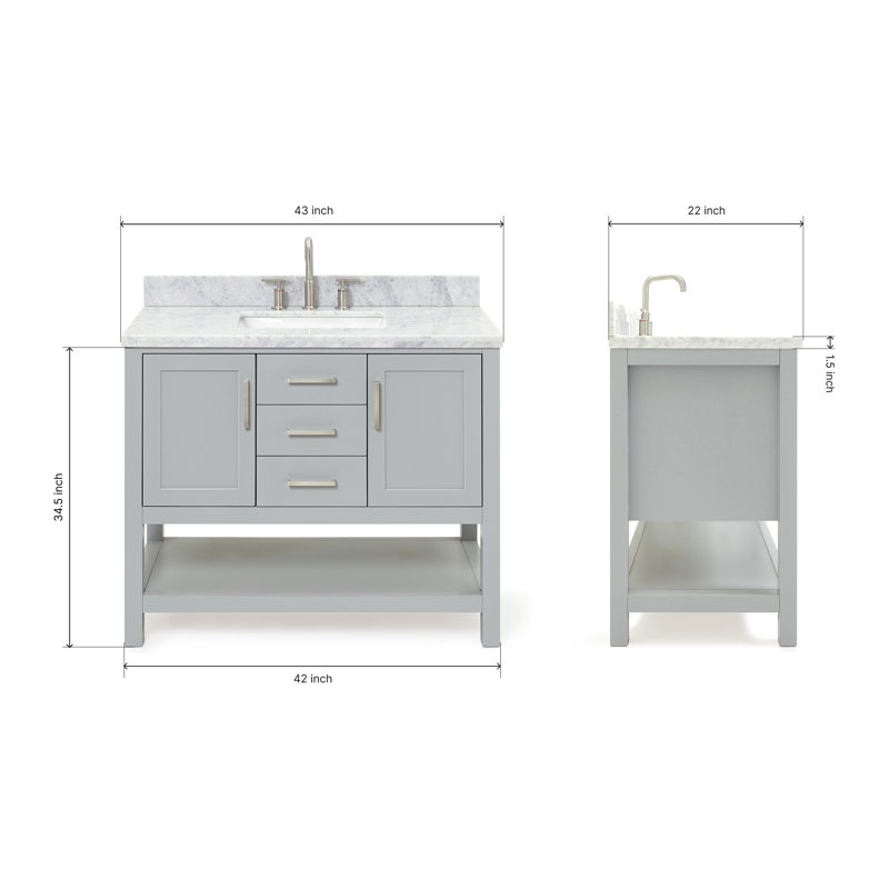 Bayhill 43'' W Single Vanity, Gray