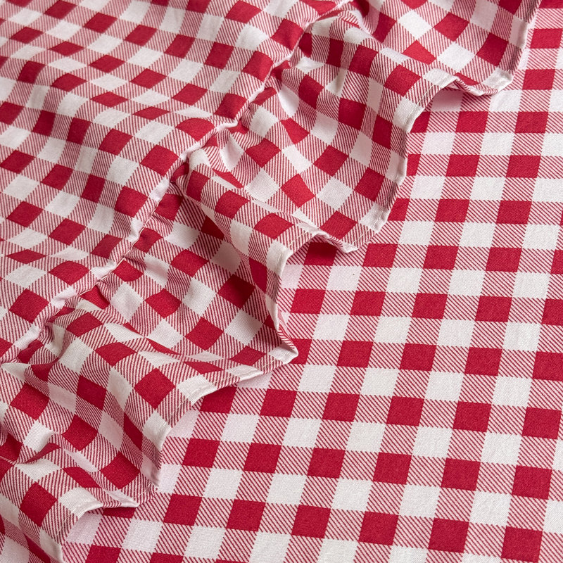 Ensemble de draps Gingham Ruffle, Vichy rouge, Grand lit