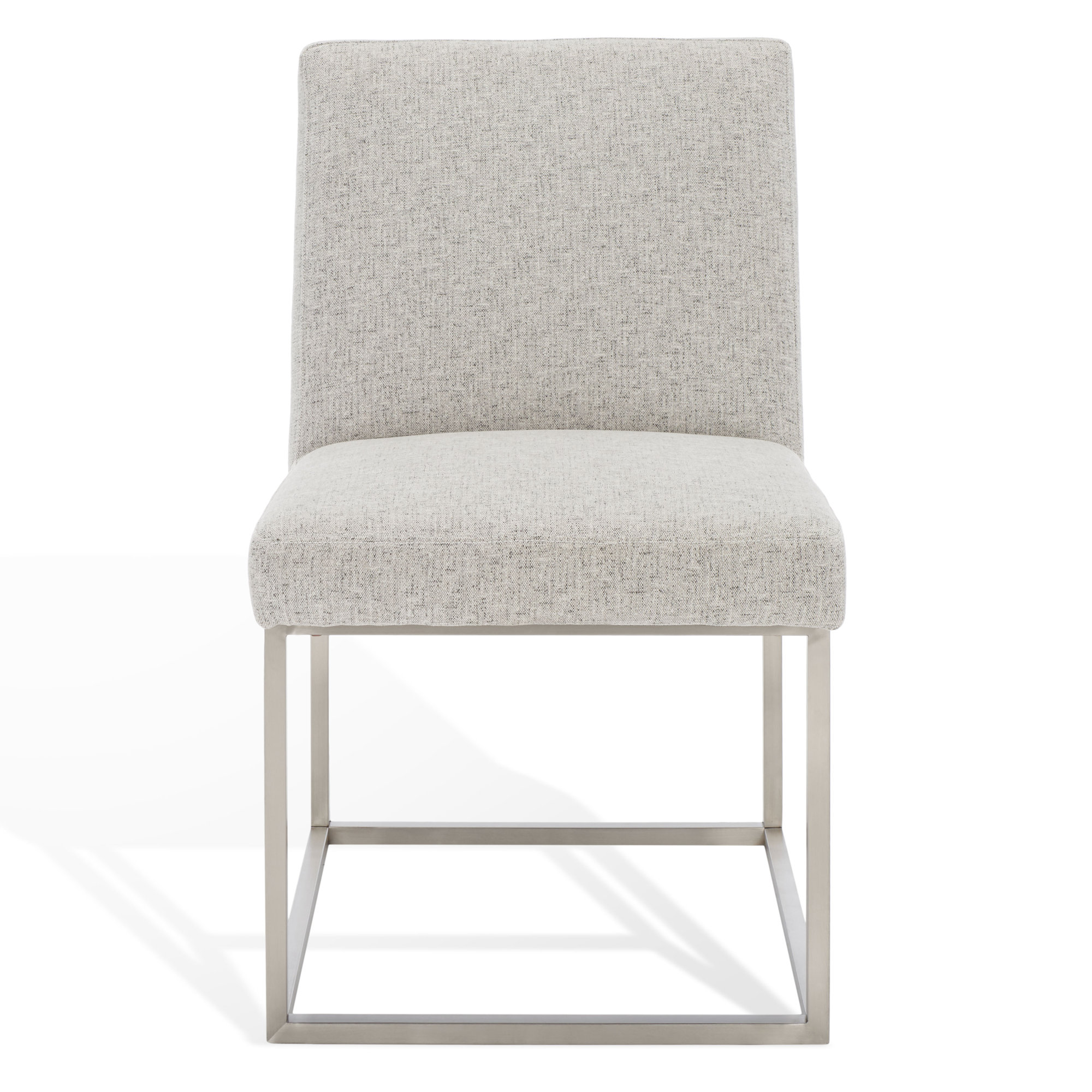 Athens Upholstered Stainless Steel Side Chair, Silver, Grey Chenille